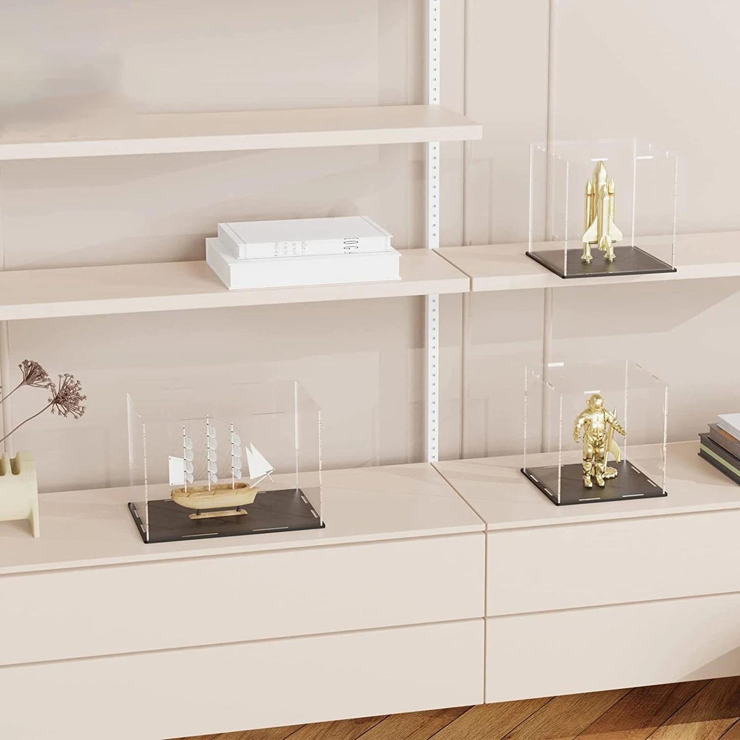 Mineral Crystal Collectibles Acrylic Display Box, Square Holder Organizer Showcase Shelves for Reception Decoration Box, Graduation Keepsake, Party Favor, 35x60x55cm/14x24x22in