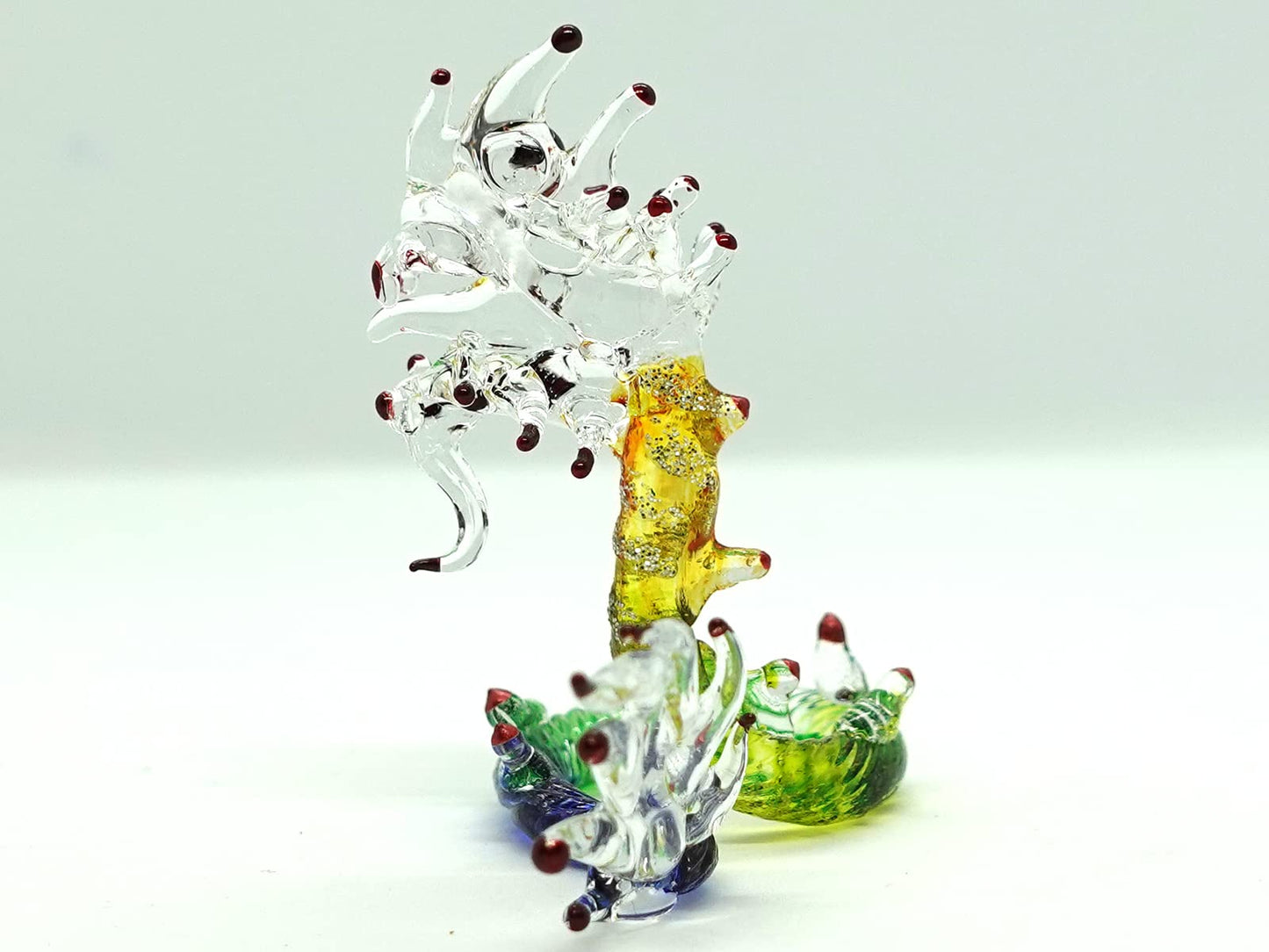 Sansukjai Nak/Dragon Thai Miniature Figurines Animals Hand Painted Blown Glass Art Collectible Gift Home Décor, Rainbow