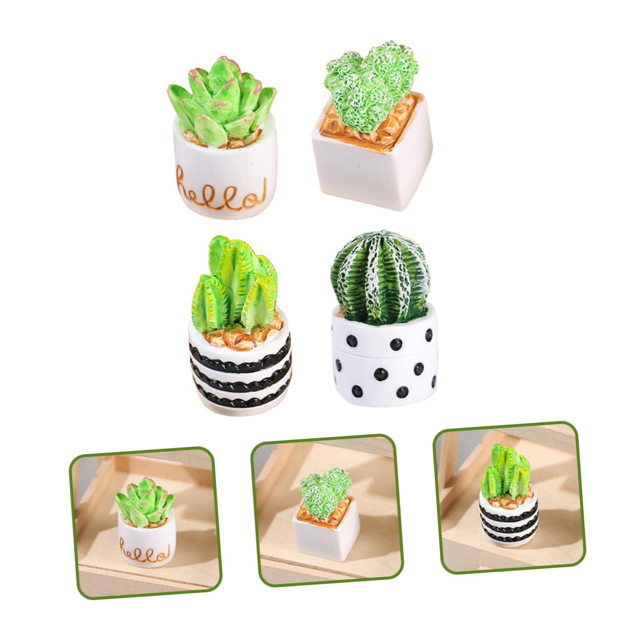 HOLIDYOYO 16 Pcs Mini Faux Cactus Potted Plants Artificial Succulent Decor Indoor Small Faux Cactus Bonsai for Home Office Desk Decoration