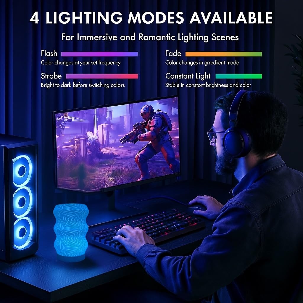 Delta Loom Wave Table Lamp - Modern Bedside Light for Bedroom, Desk, Nightstand, or Office - Mood Lighting Lamp - Eco-Friendly Gift Idea - Unique Home Decor - LED Night Light (Mini)