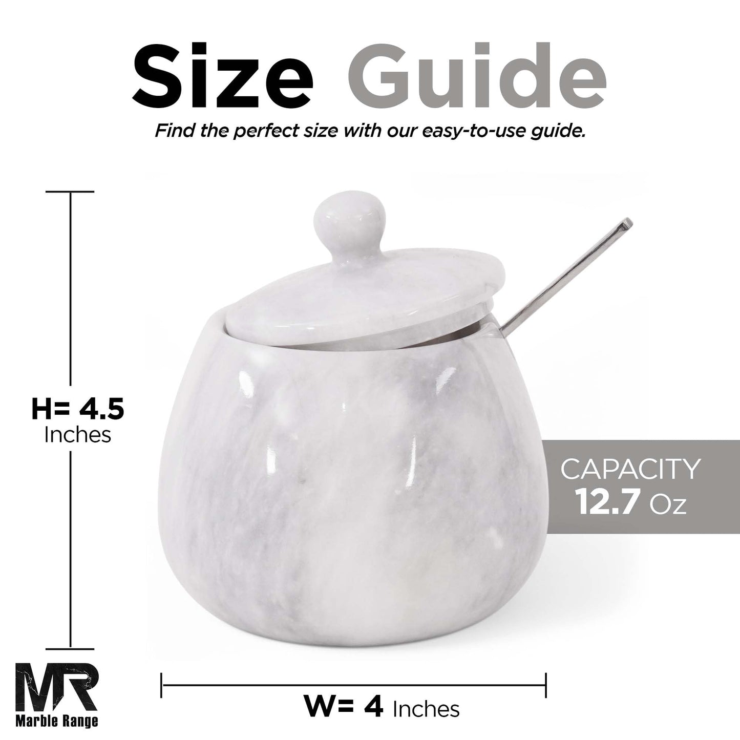 Marble Salt Cellar with Lid – 4.5 Inch White Table Salt Container, Salt Jar, Salt Dish, Salt Holder, Spice Jar, Sugar Bowl, Celtic Salt, Kitchen Countertop Decor