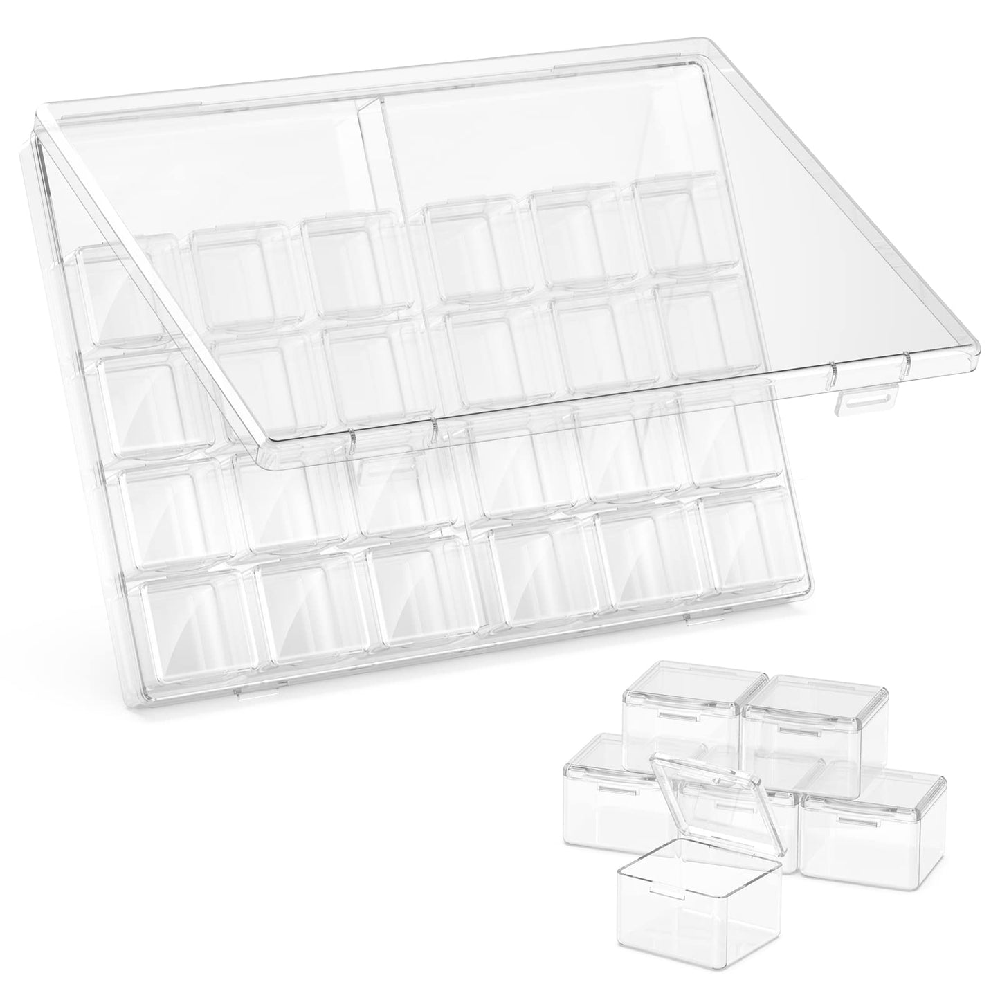 DOHIMGIO 30 Packs Plastic Stackable Organizer Container with Lids, Mini Containers for Beads, Glitter, Slime, Paint or Seed Storage - Black (Transparent)