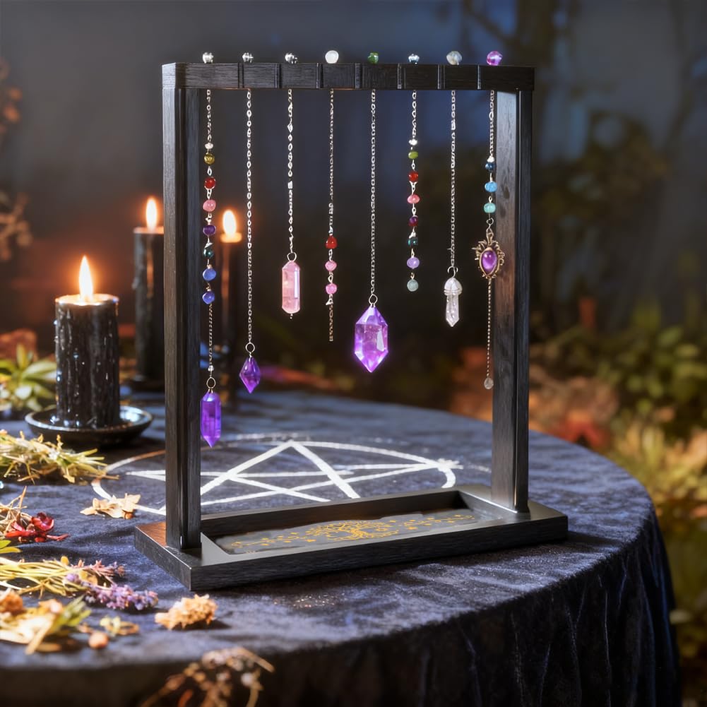 BEUNITONE Tree of Life Display Stand, Wooden Crystal & Jewelry Holder Organiser for Necklaces, Keyrings, Stones, for Home Decor, Market Stall and Craft Fair Showcase