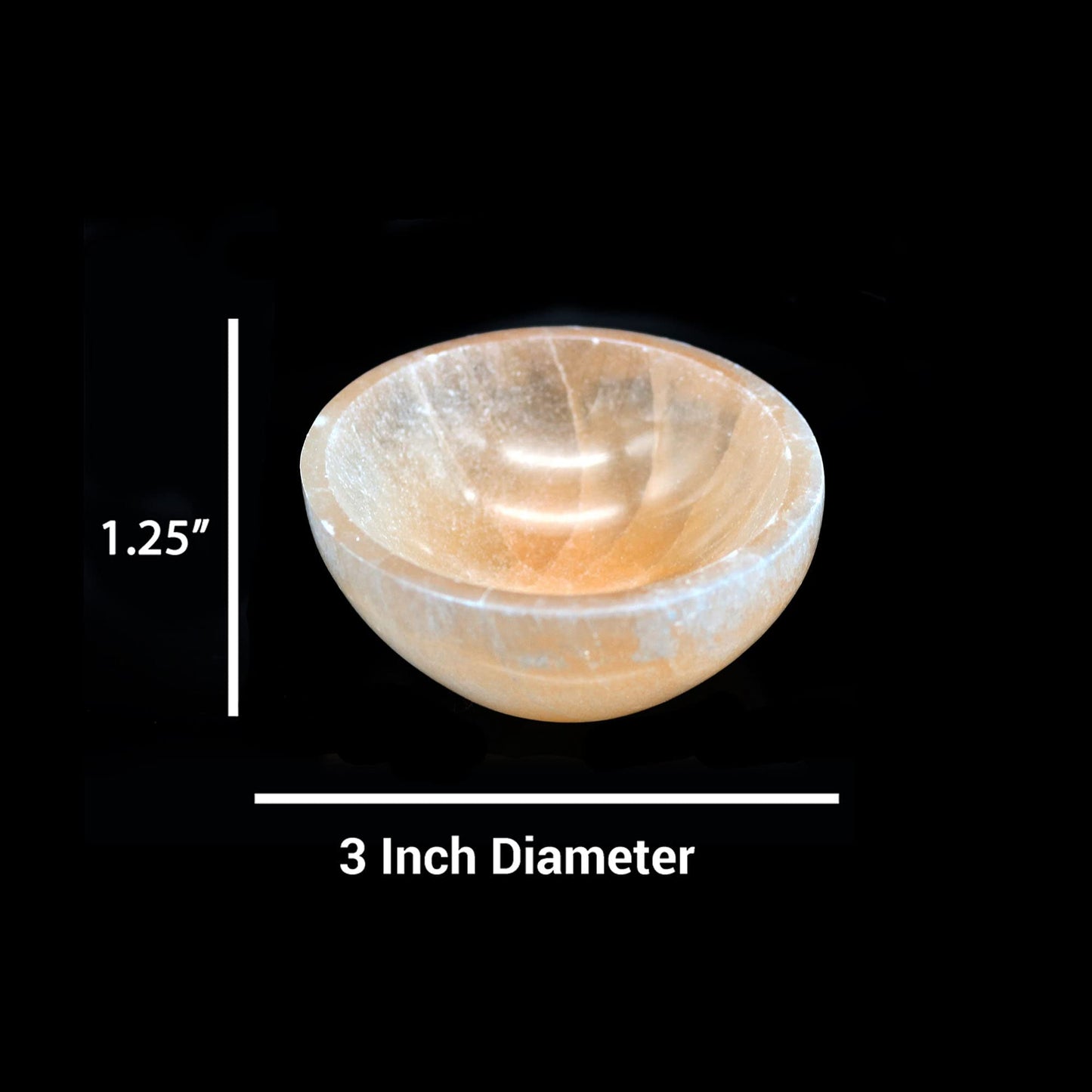 Soul Sticks Selenite Crystal Bowls for Smudging, Healing, Recharging Crystals | Pure Selenite Smudge Bowl & Crystal Charging Station Ethically Sourced in Morocco, Orange (3 Inch)