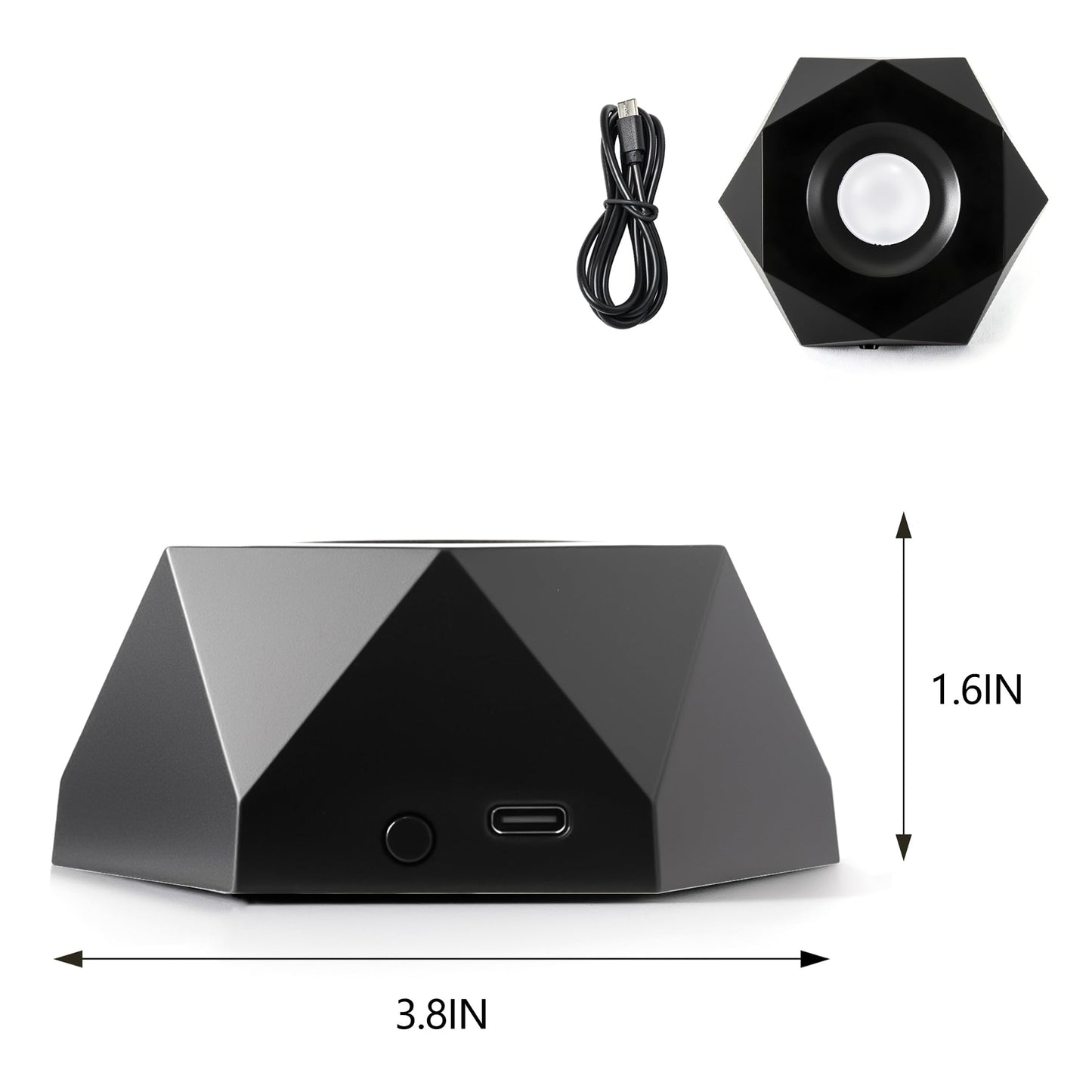 ZEERSHEE Light Rotating Base Black Non Slip Display Stand Color Change Base for Glass Crystal Spherical Artwork(3.8*1.6in)