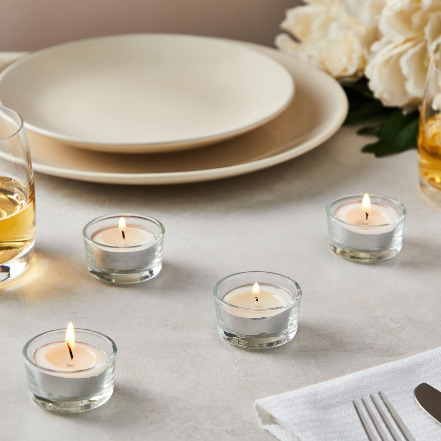 Juvale Glass Votive Candle Holders - Fits Standard Tealight Candles - Short Tealight Holders - Pack of 24, 1.9 in Dia x 1.0 in H