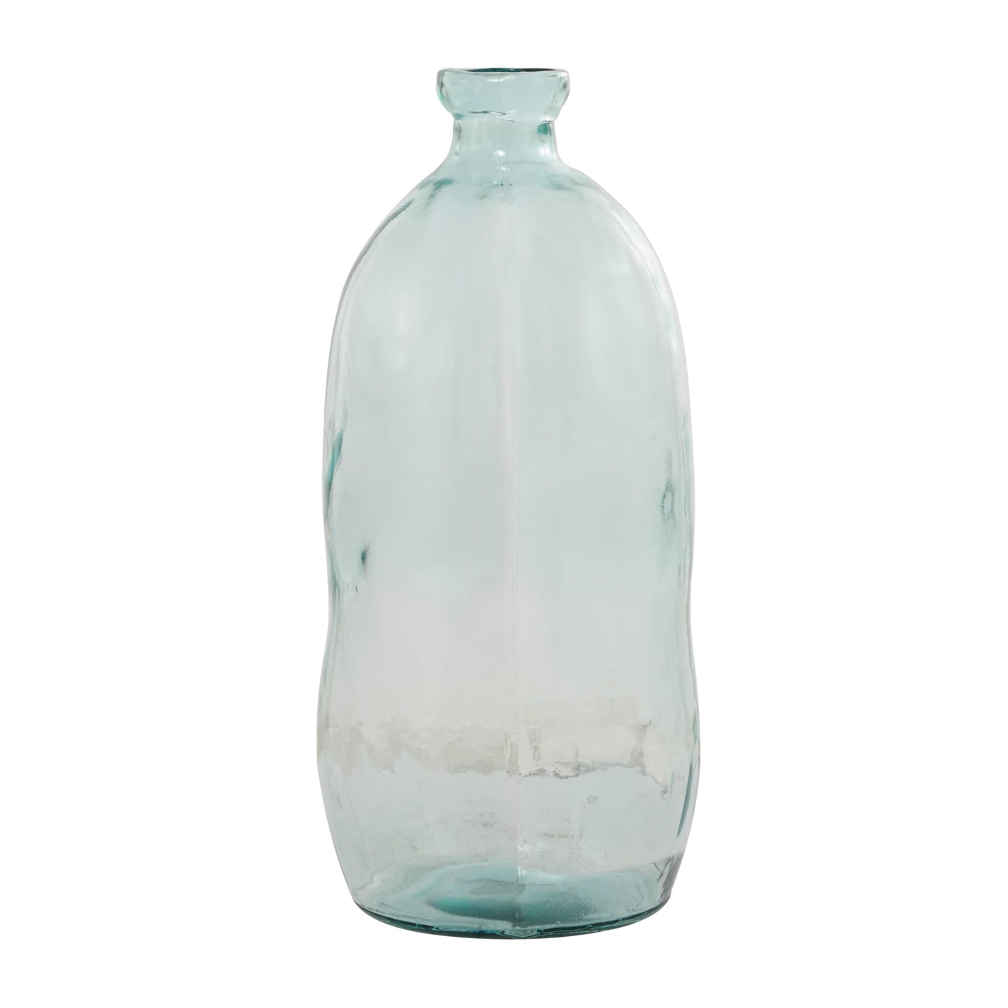 Deco 79 Recycled Glass Handmade Decorative Vase Spanish Bottleneck Centerpiece Vase, Flower Vase for Home Decoration 13" x 13" x 29", Blue