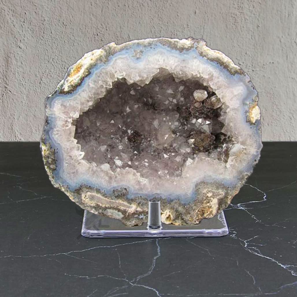 OnFireGuy 4.25" Three-Peg Acrylic Display Stand Easel | 4-1/4" W x 3-1/2" D x 1-3/4" H | Ideal for Displaying Mineral Rocks, Gemstones, Fossils, Geodes, Coral Pieces, Seashells, Rock Specimens, Crystals, Agates