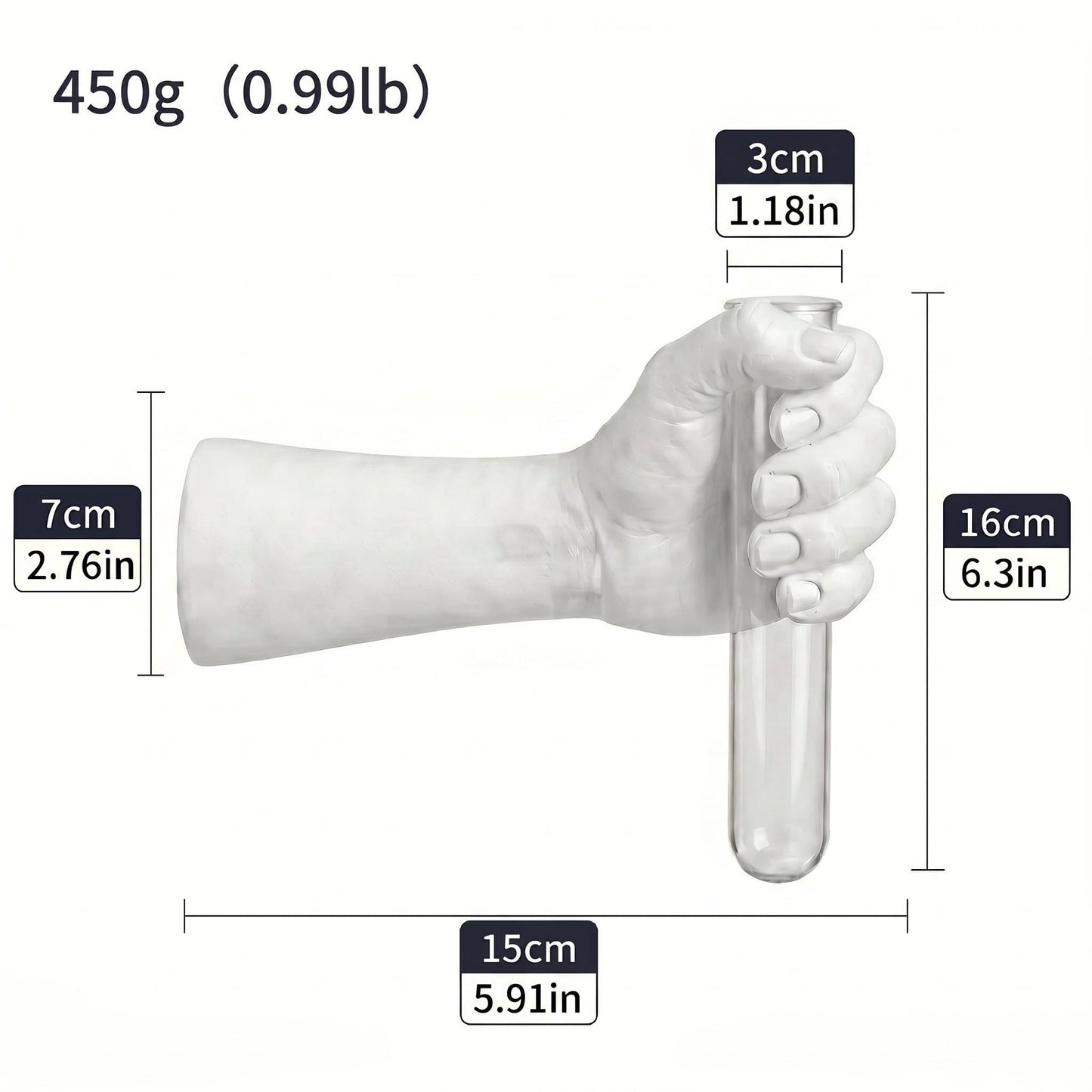 Wall Mounted Hand Vase with Glass Tube, Modern Resin Hand Flower Vase for Dried Flowers & Fresh Blooms, Nordic Minimalist Sculpture for Living Room Bedroom Bathroom Entryway Decor, White