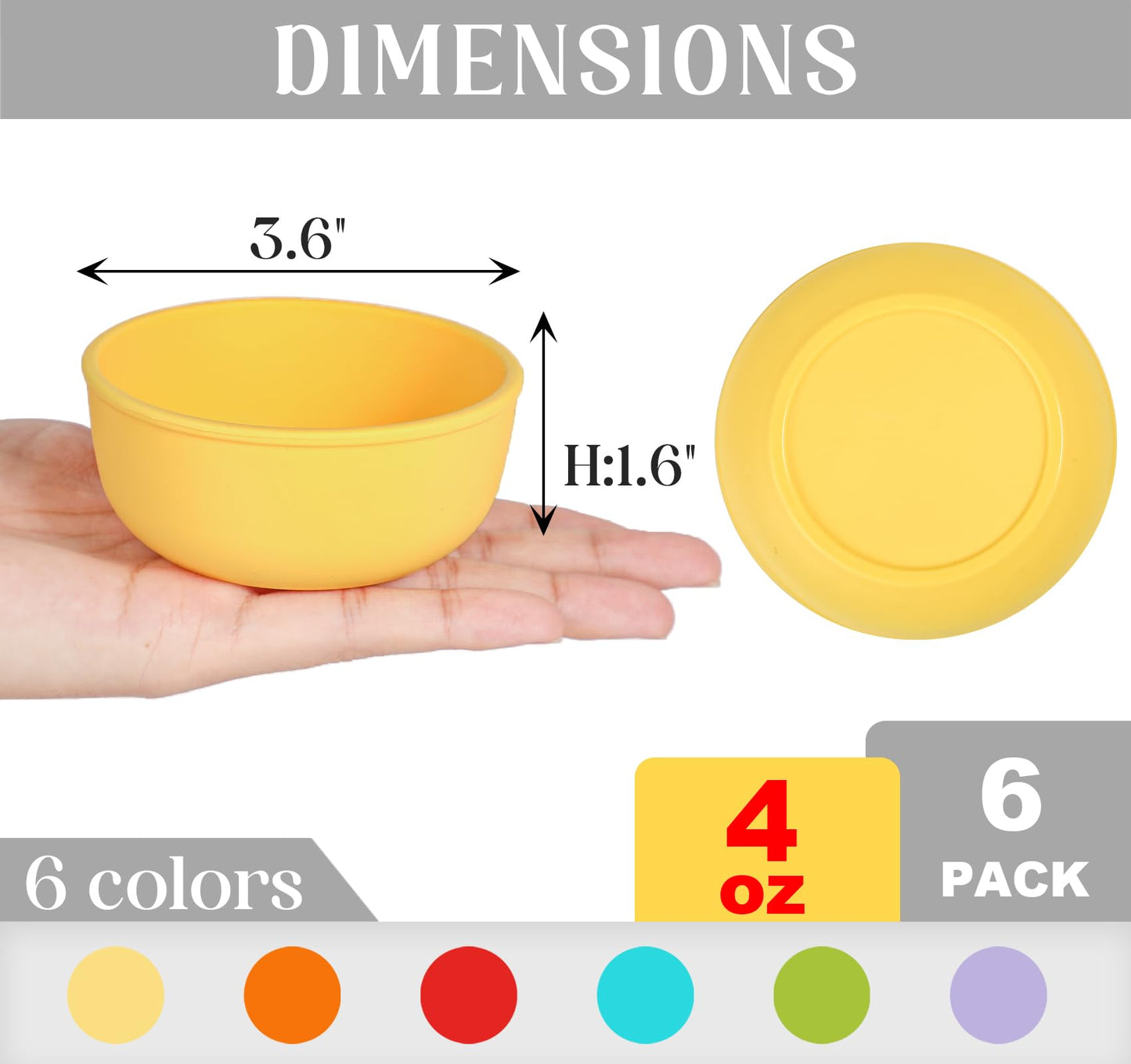 Webake 3.5" Silicone Pinch Bowls for Cooking Prep, 4oz Small Dipping Bowls with Lids, Serve, Food Storage, BPA Free Set of 6
