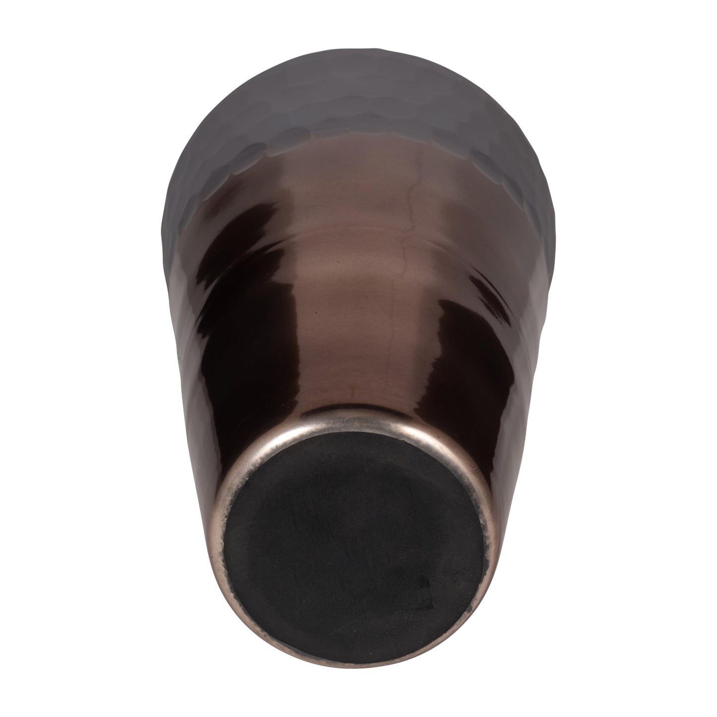 Sagebrook Home Glass Metallic Cylinder Hammered 2Tone Handcut Vase