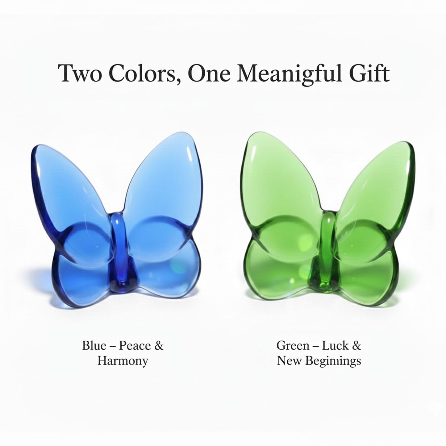 2 Pack Glass Butterfly Figurines, Crystal Butterflies Desk Decor Blue Green