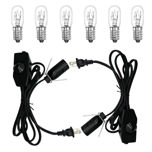 JIEOADOU Himalayan Salt Lamp Cord, with Dimmer Switch,Christmas Bulb, Cord with Dimmer Control and Base Assembly,6 Feet,2-Pack for Himalayan Salt Lampsand with 6 Free 15Watts Bulbs for Salt Lamp