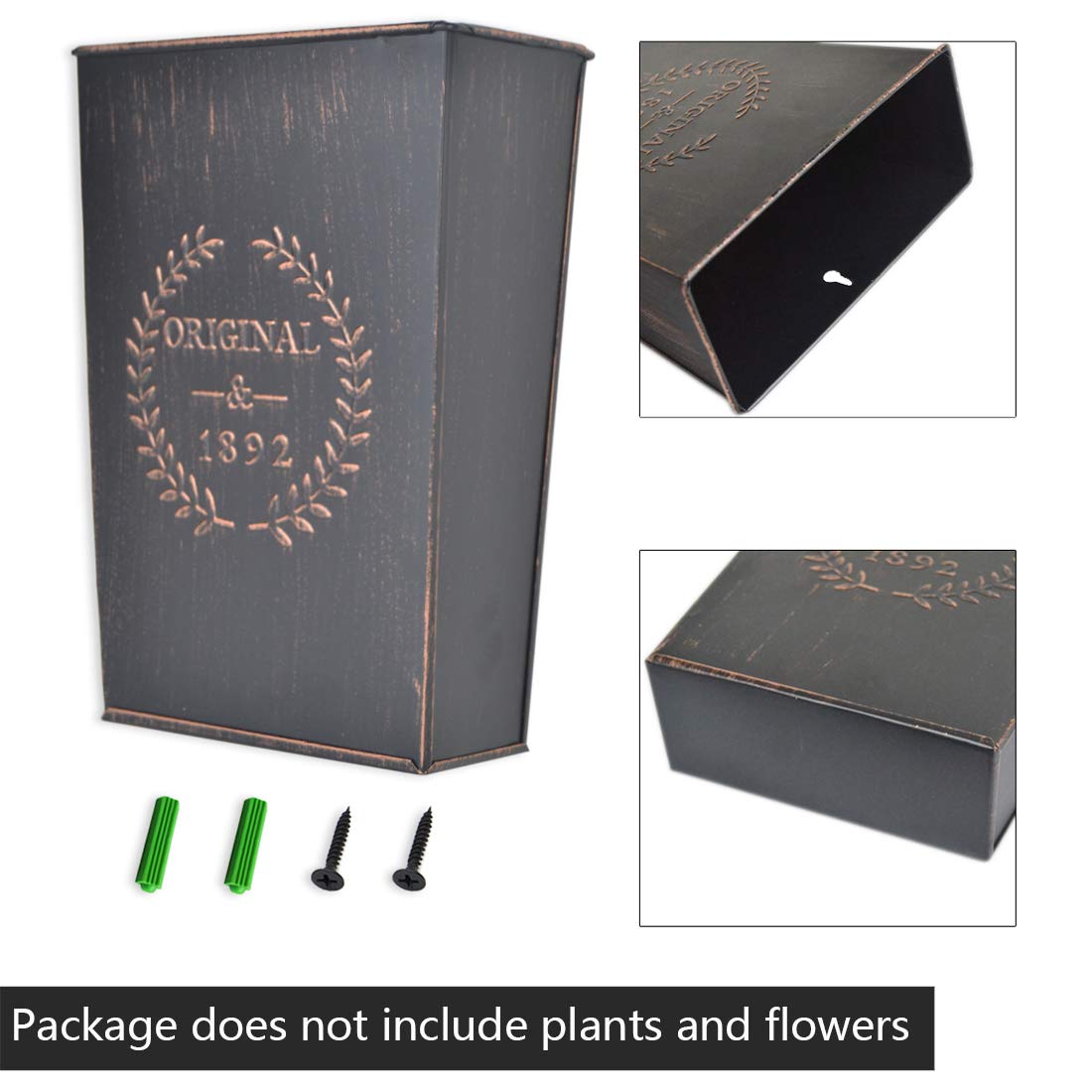 LESEN Rustic Metal Wall Planter Country Home Hanging Wall Vase Pocket for Plants or Flower Indoor or Outdoor Farmhouse Wall Decor,Set of 2