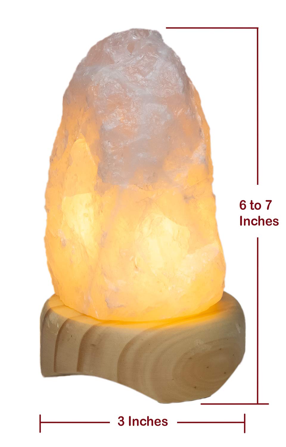 DesertUSA Rose Quartz Lamp on Wood Base Plus, Bonus Mineral Included