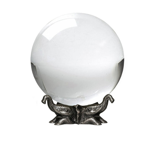 Amlong Crystal 8 inch (200mm) Clear Crystal Ball with Elephant Stand