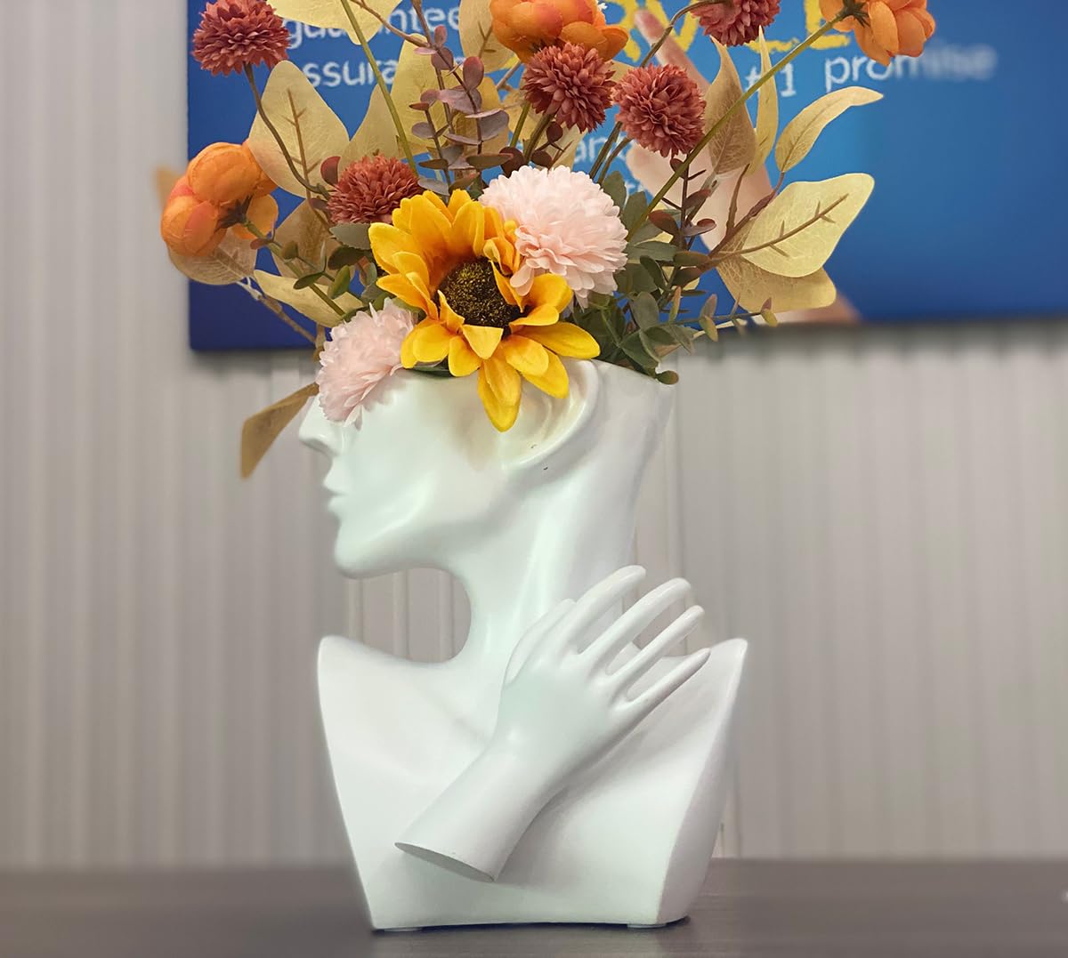 Semeid Abstract Face Planters Pots Head Flower Vase (White)