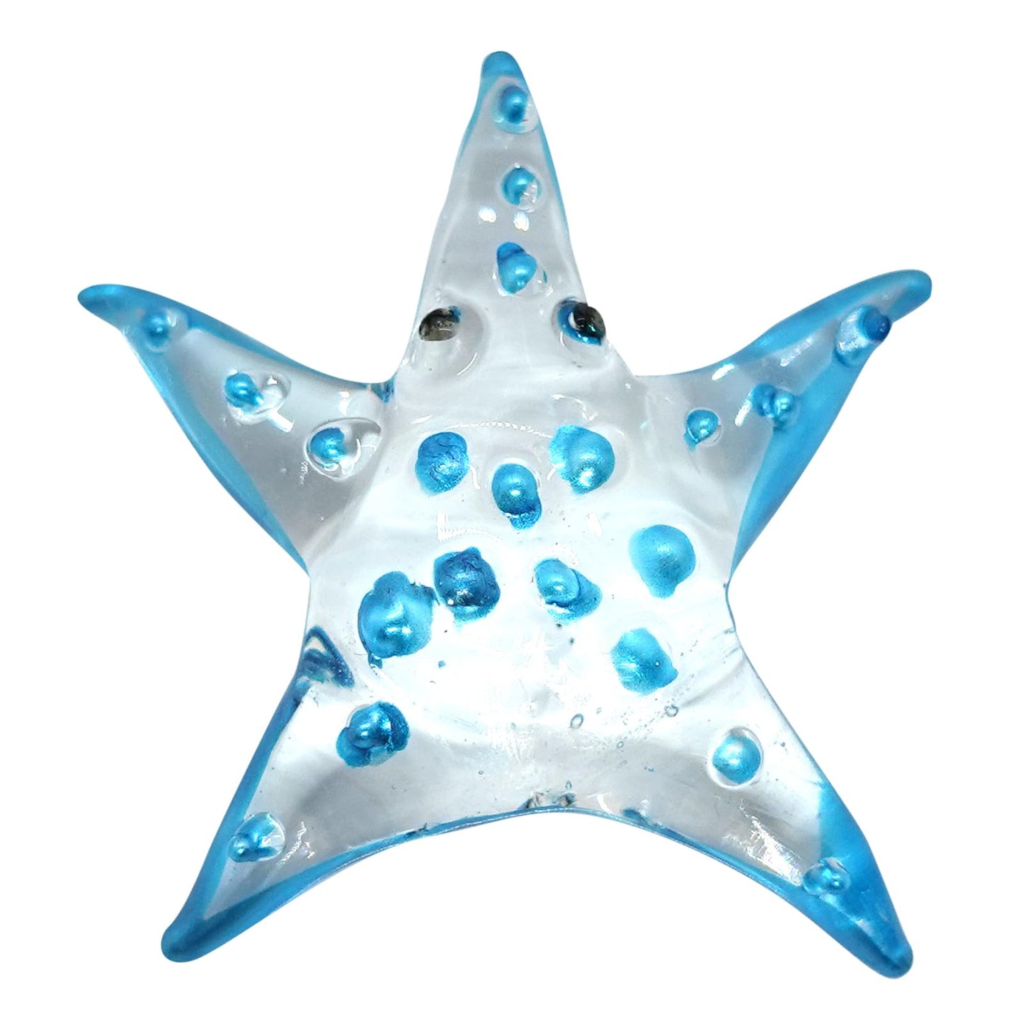 Sansukjai Starfish Tiny Miniature Figurines Animals Hand Painted Blown Glass Art Collectible Gift Decorate (Clear Blue)