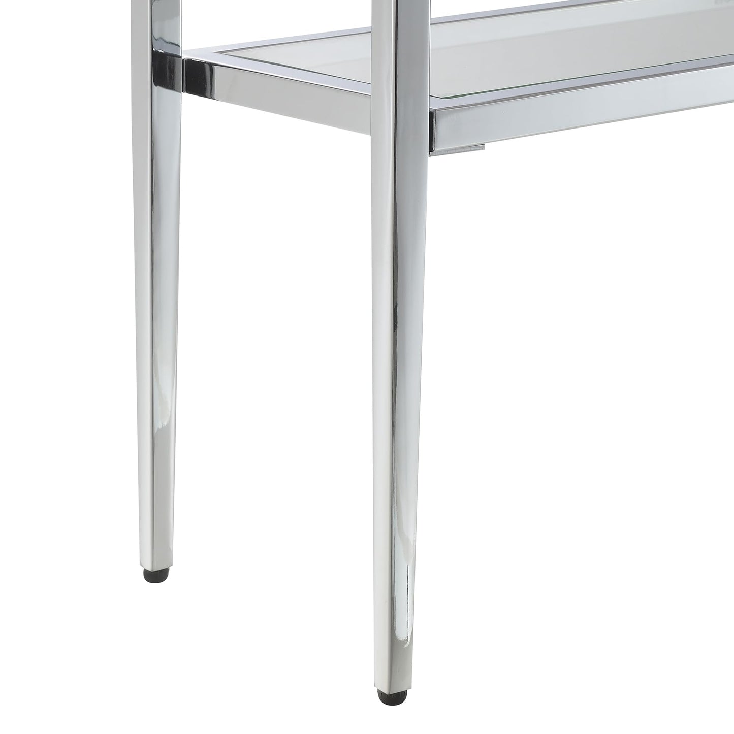 Convenience Concepts Nadia Chrome Entryway Table 31.5" - Contemporary Modern Sofa Console Table with Storage Shelf, Narrow Minimalist Hall Table for Living Room, Bedroom, Bathroom, Glass/Chrome
