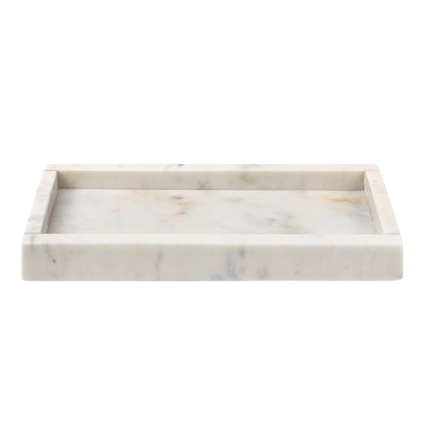 happimess TRY4001B Luxe Stone 12" x 6" Classic Minimalist Rectangular Marble Bathroom Countertop Tray for Storage,Decoration, Display, Coffee Table or Serving Food, White
