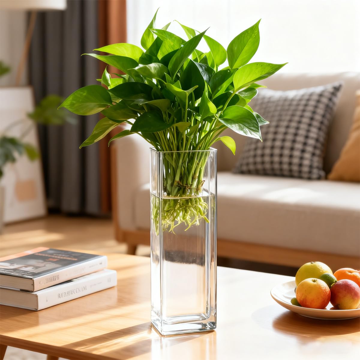 Aulufft 6 Pcs Glass Wall Mounted Planters, Hanging Glass Tubes Flower Vase, Wall Vase for Plants Indoor, Propagation Wall Planter Container for Hydroponics Plants, Garden Wedding Decor