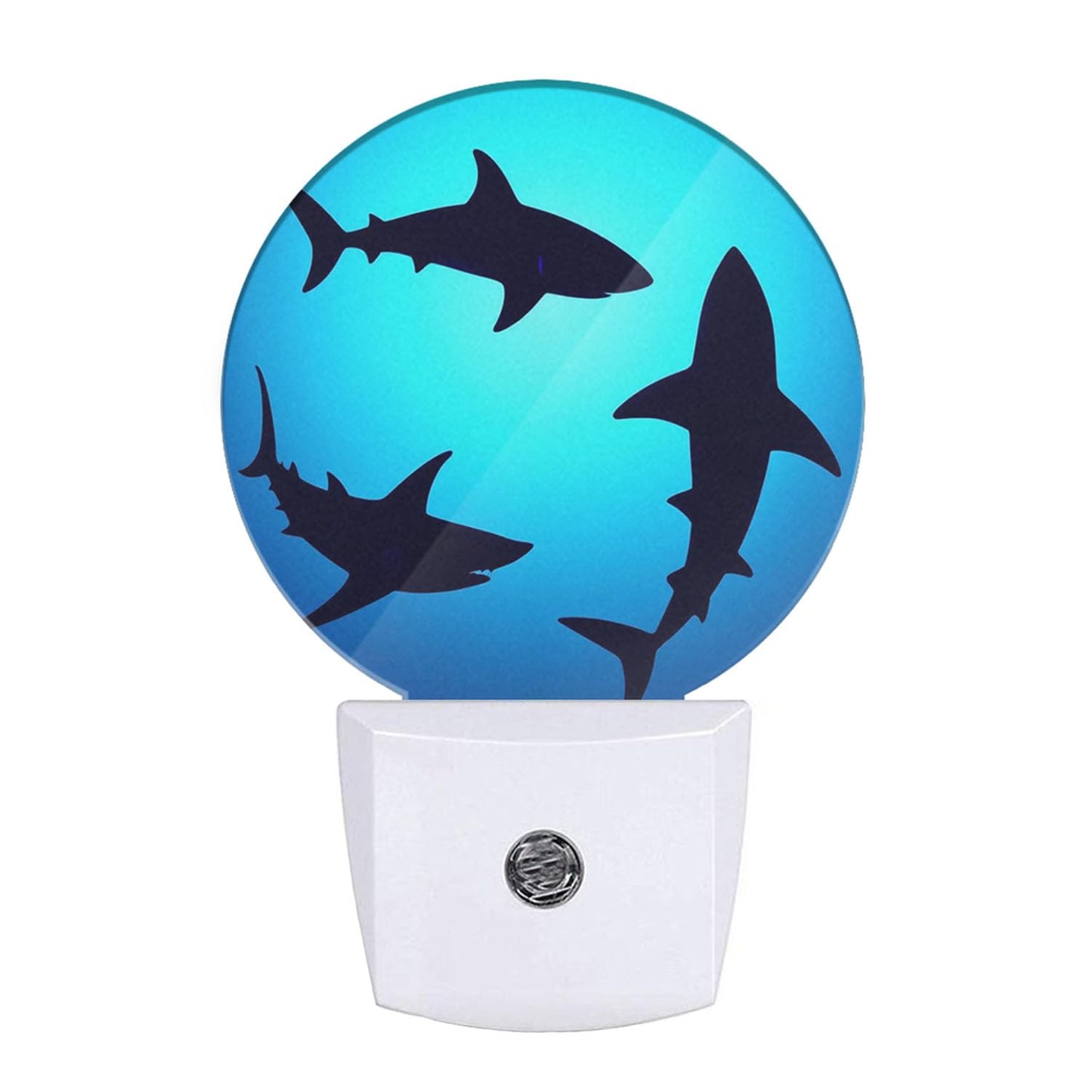 EKOBLA Floating Sharks Night Light, Summer Sea Beach Night Lights Plug into Wall with Dusk to Dawn Sensor, Coastal Nautical Nightlights for Bathroom and Bedroom