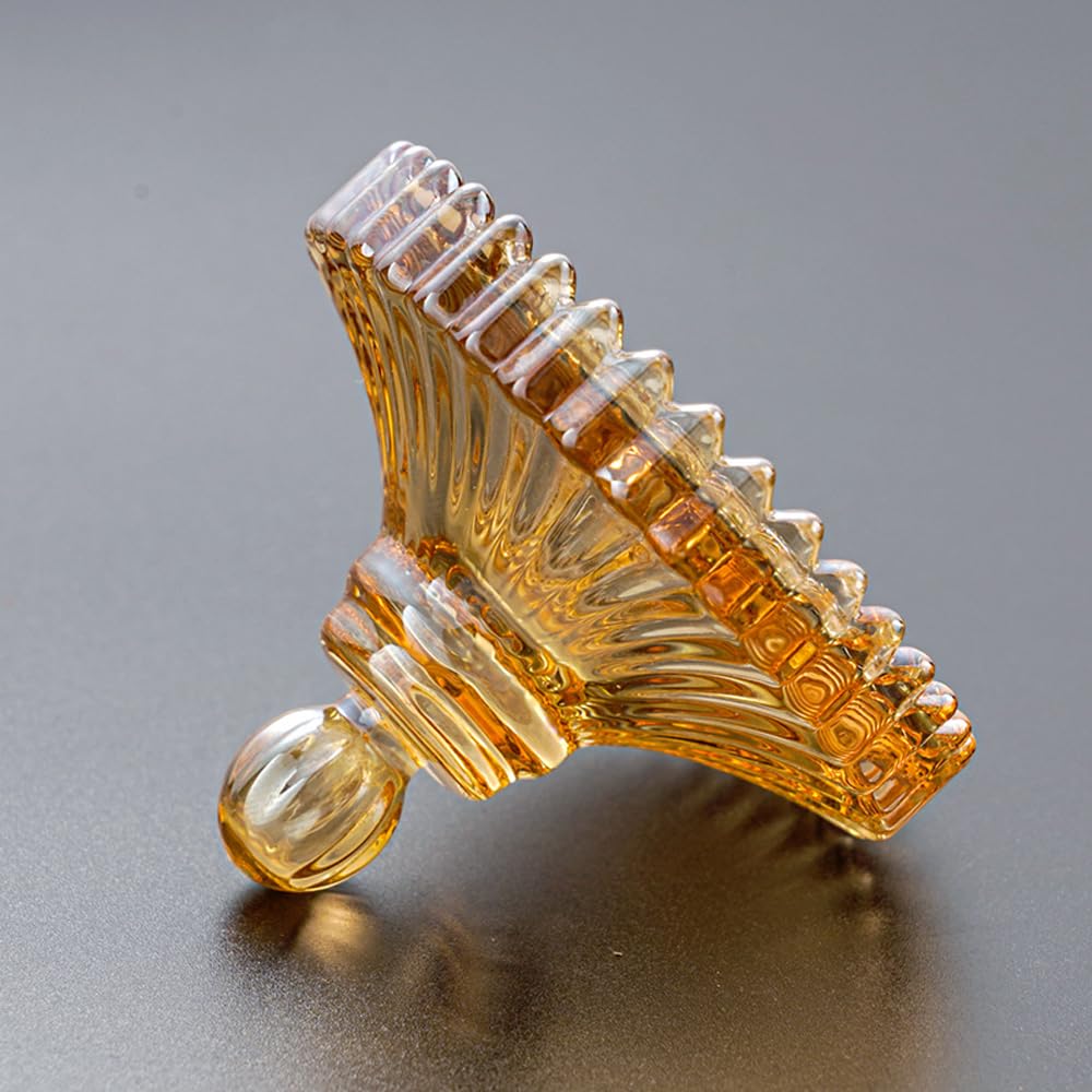 ZUOLUO Amber Crystal Glass Jewelry Box, Jewelry Jar with Lid, Jewelry Dish Jewelry Tray Ring Holder, Jewelry Organizer Holder for Rings Bracelets Necklaces Pendants, Storage Jar for Tabletop (D)