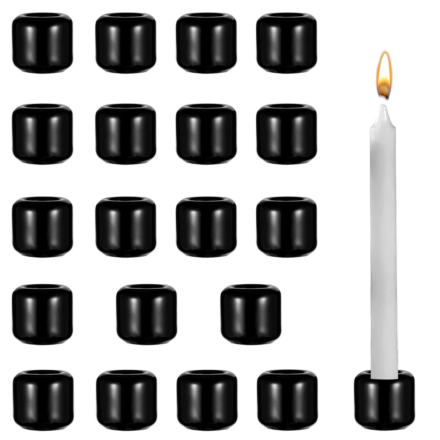 20 pcs Ceramic Chime Candle Holder Set, Great for Casting Chimes, Rituals, Spells, Vigil, Witchcraft, Wiccan Supplies & More (0.7 Inch, Black)