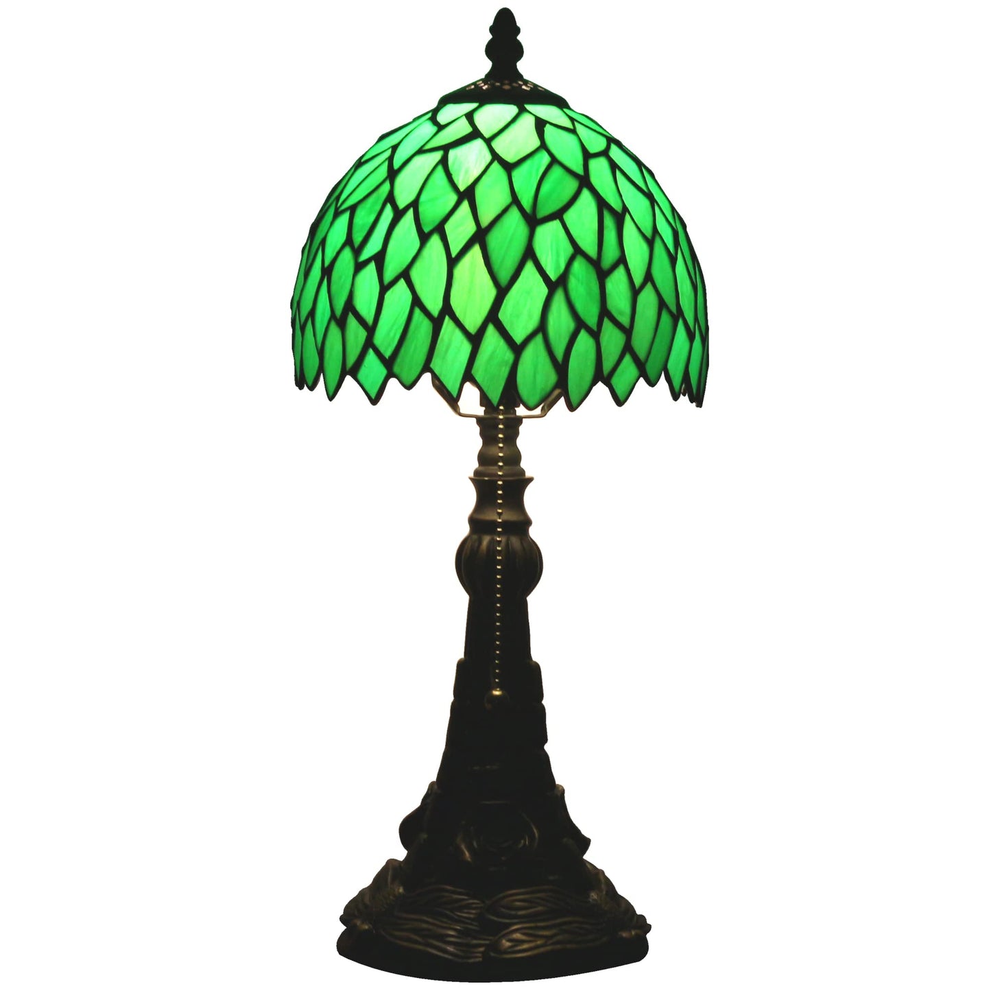 Small Tiffany Lamp Stained Glass Desk Lamp Green Wisteria Leaves Style