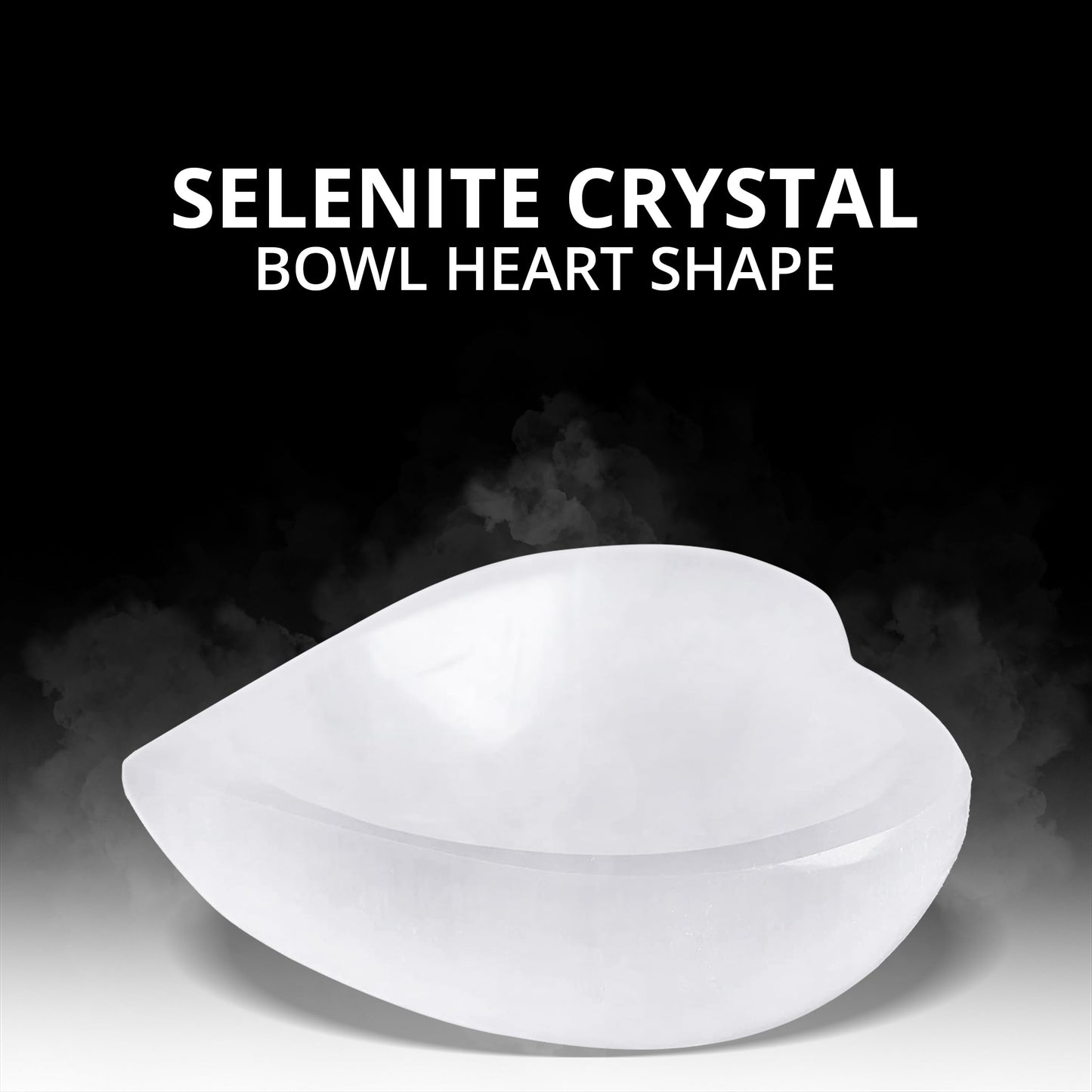 WBM Selenite Crystal Heart Shape Bowl 10cm, Reiki Healing Medication & Home Decoration Stone, Ideal for Cleansing and Smudging Plate, White