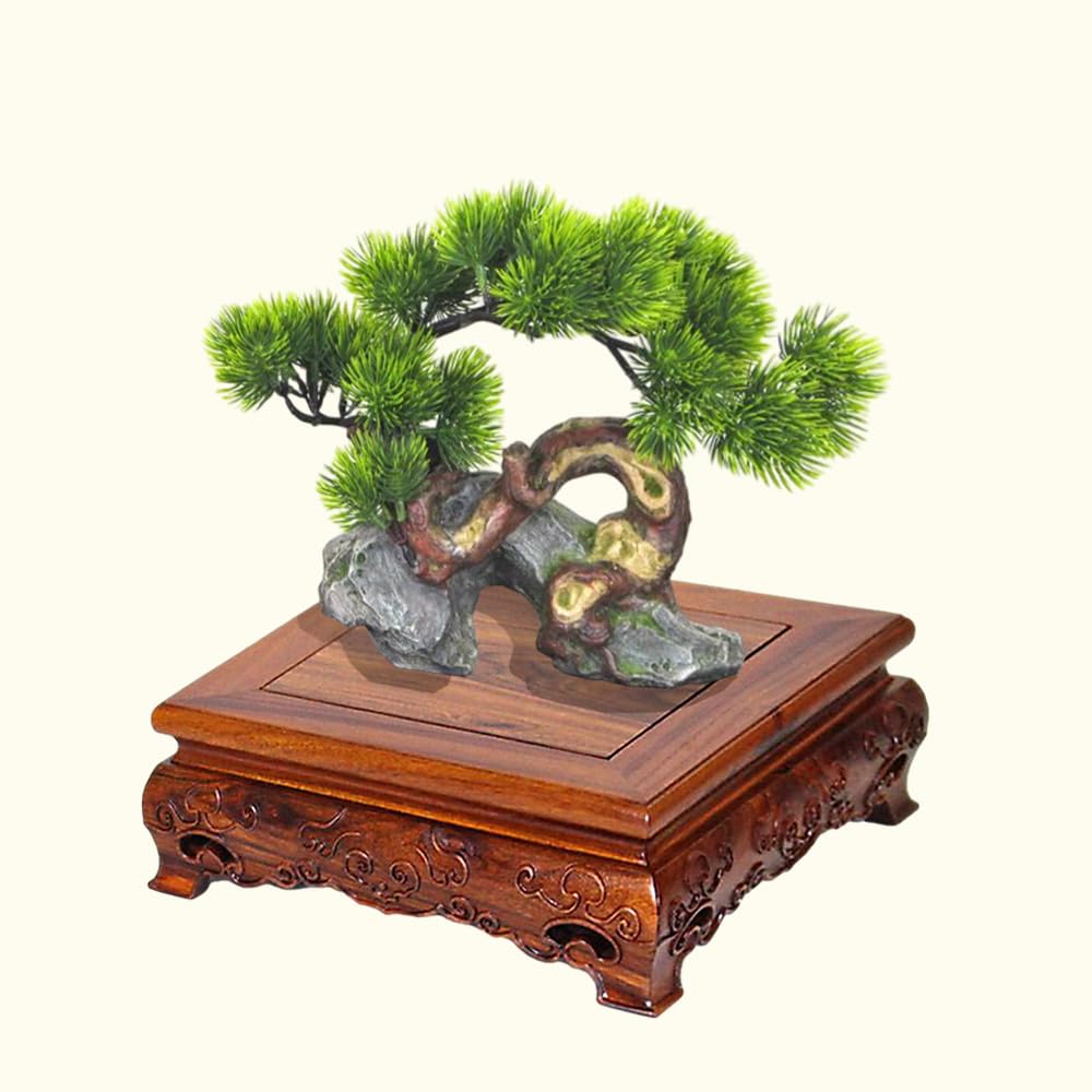 GOLDY&WENDY Oriental Rosewood Display Stand Wood Home Decor Square Wooden Pedestal Base for Vases Teapot Stones Crafts, 6.1x6.1x2.9in
