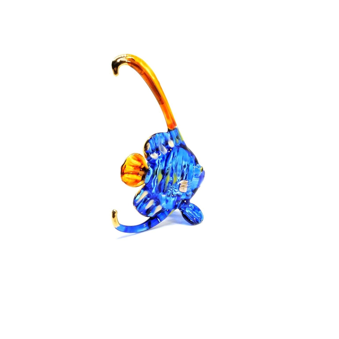 Handmade 3" Bannerfish Fish Blown Glass Figurine Art, Cool Stuff, Miniature Animals, Home or Garden Decor Gift Ideas (Blue No.2)