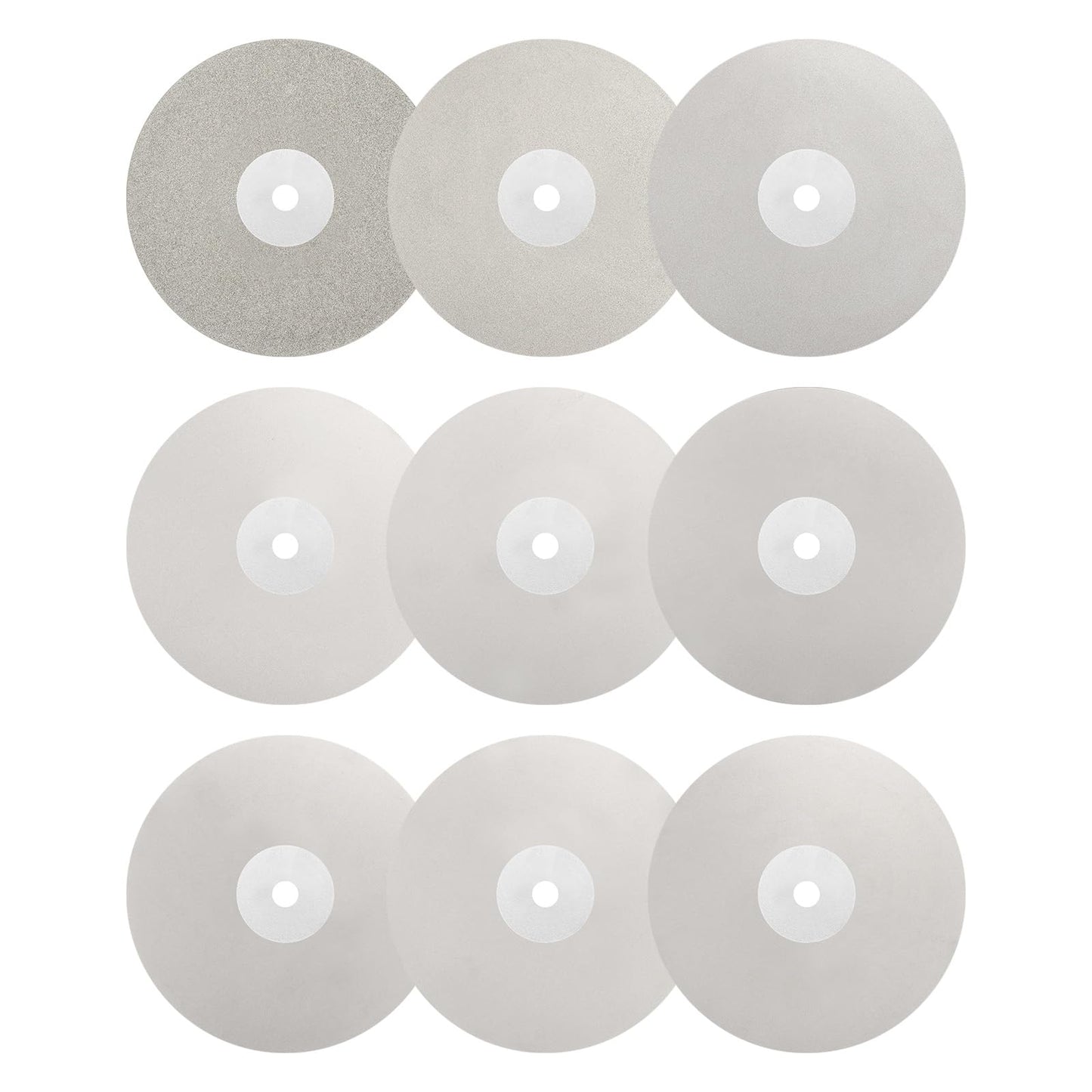 WorkBless 9PCS Diamond Flat Lap Wheel Disc Set, 6" x 1/2" Arbor Hole Abrasive Grit 120 240 600 1000 1200 1500 2000 2500 3000 for Cutting or Sanding Stone and Glass