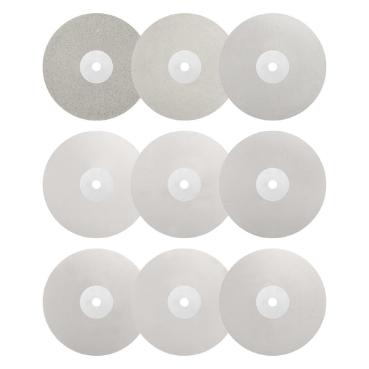 WorkBless 9PCS Diamond Flat Lap Wheel Disc Set, 6" x 1/2" Arbor Hole Abrasive Grit 120 240 600 1000 1200 1500 2000 2500 3000 for Cutting or Sanding Stone and Glass