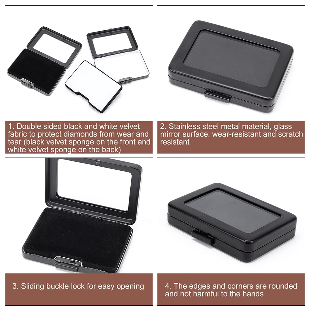 PH PandaHall Diamond Storage Box Gem Display Case Gemstone Container Small Storage Box Jewelry Organizer with Velvet and Window for Collectibles Rhinestone Crystal Small Items Jewelry 3.1x2.3 inch