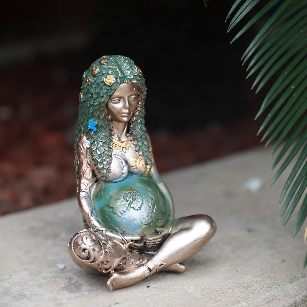SHOWFEICAT Goddess Statue, Gaia Statue Mother Earth Nature Moon Statues, Resin Witchy Spiritual Figurine Home Room Decor Garden Decoration Earth Day Decoration