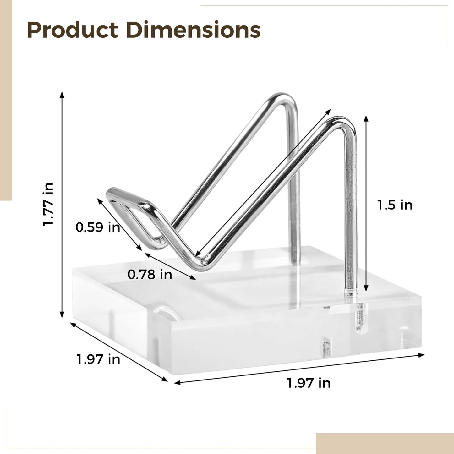 Toyosport 6 Pcs Crystal Display Stand, Rock Display Stands, Acrylic, Crystal Display Shelf with Metal Arms, 5cm Clear Base, Ideal for Rocks, Crystals, and Jewelry Showcasing