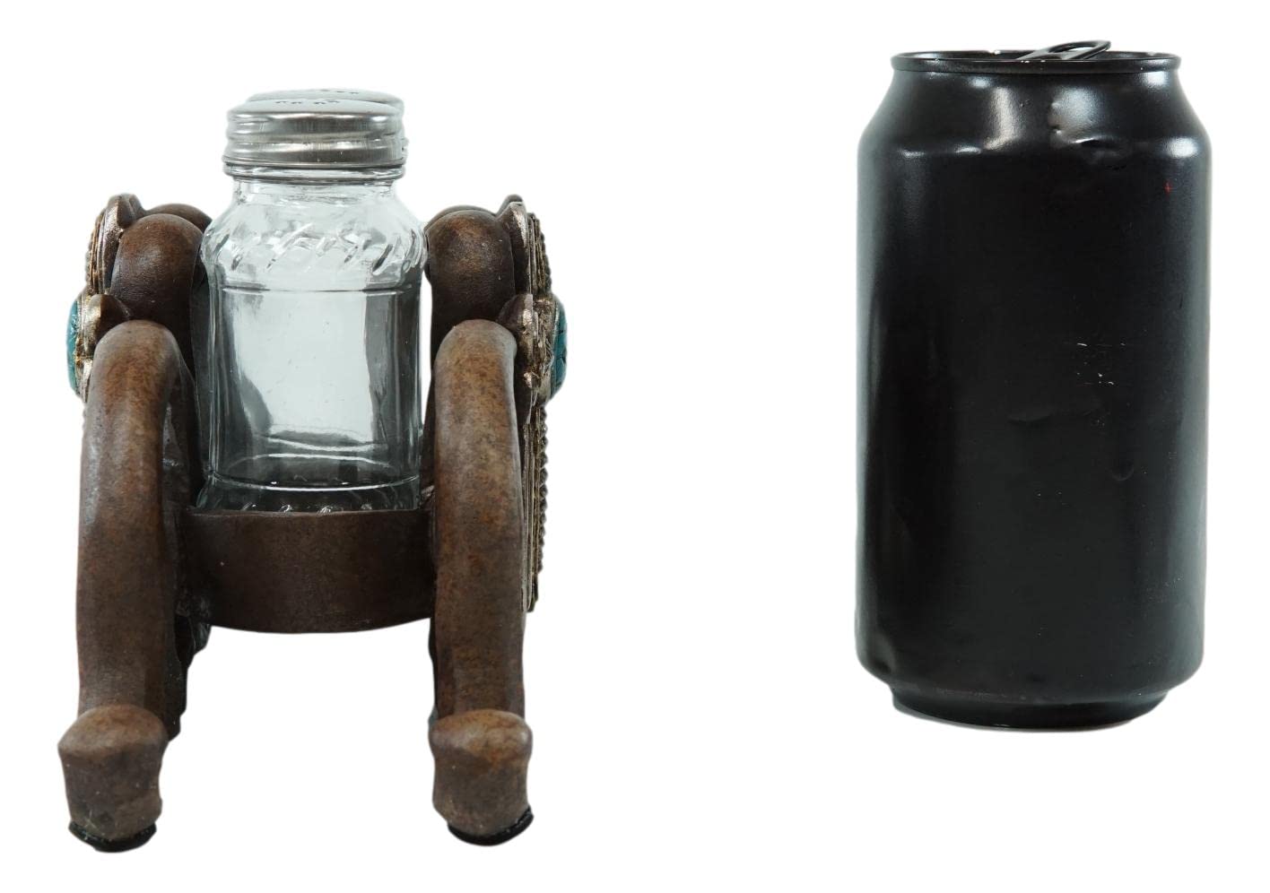 Ebros Gift Decorative Turquoise Stone Holy Cross With Faux Wood Scroll Lace Vines Salt and Pepper Shakers Set Spiritual Religious Christian Decor Inspirational Sculptures For Dining Table Bar Accent