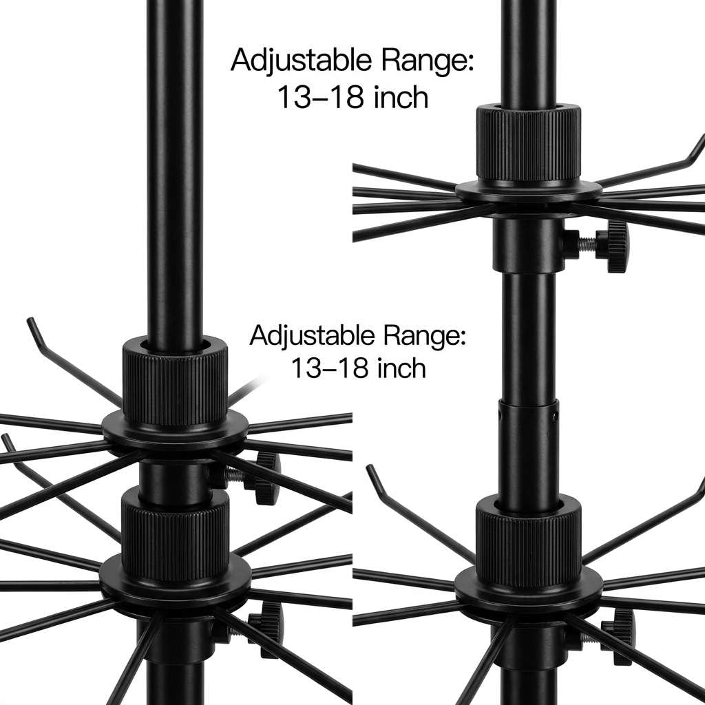 QWORK 3-Tier Rotating Metal Jewelry Display Stand – 2 Sets Adjustable Tabletop Holder for Necklace, Earring & Key Ring