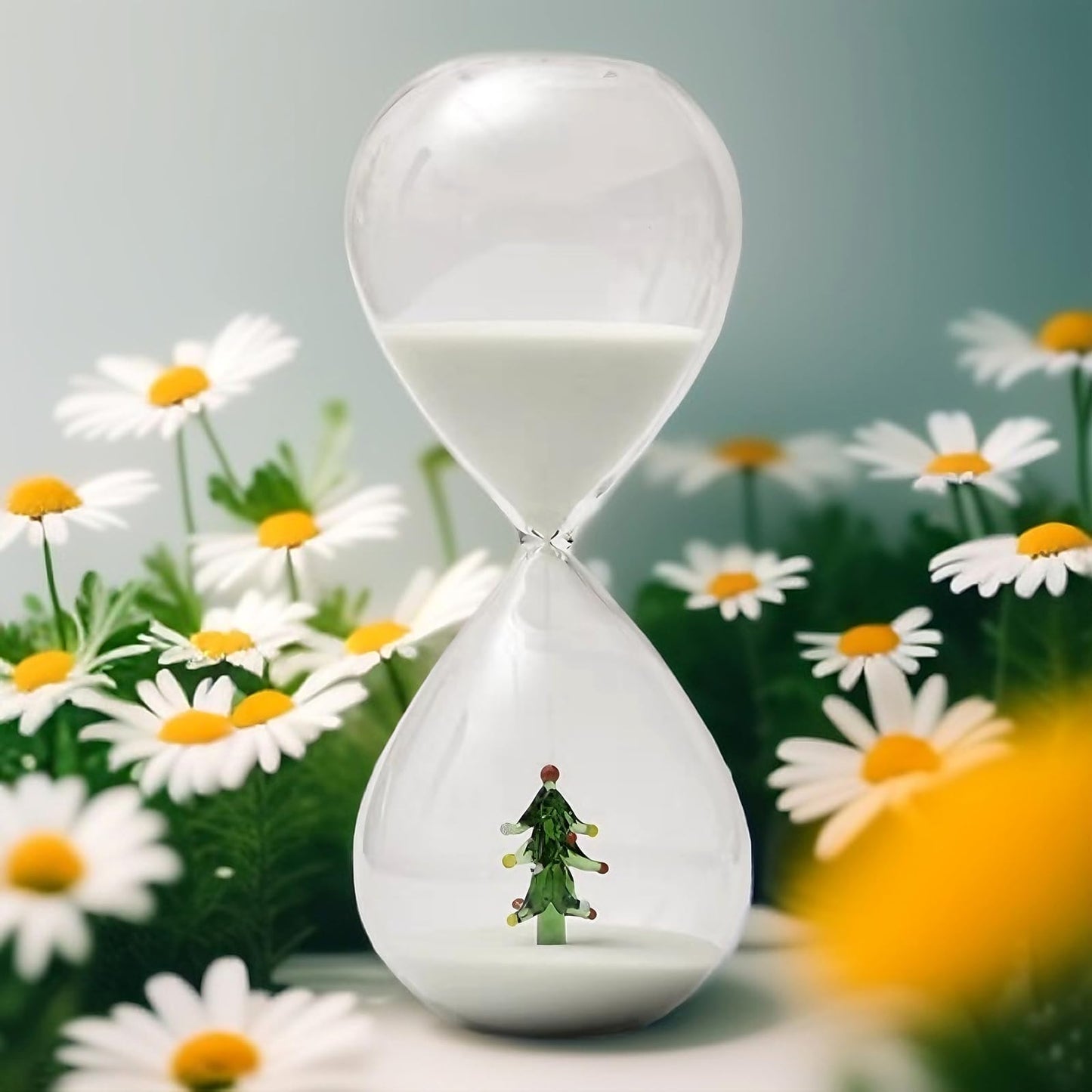 Falytemow 30 Minutes Hourglass Sand Timer Glass Sand Timer Egg Hourglass for Kitchen Brushing Teeth School Teaching (30 Minutes, Christmas Tree)