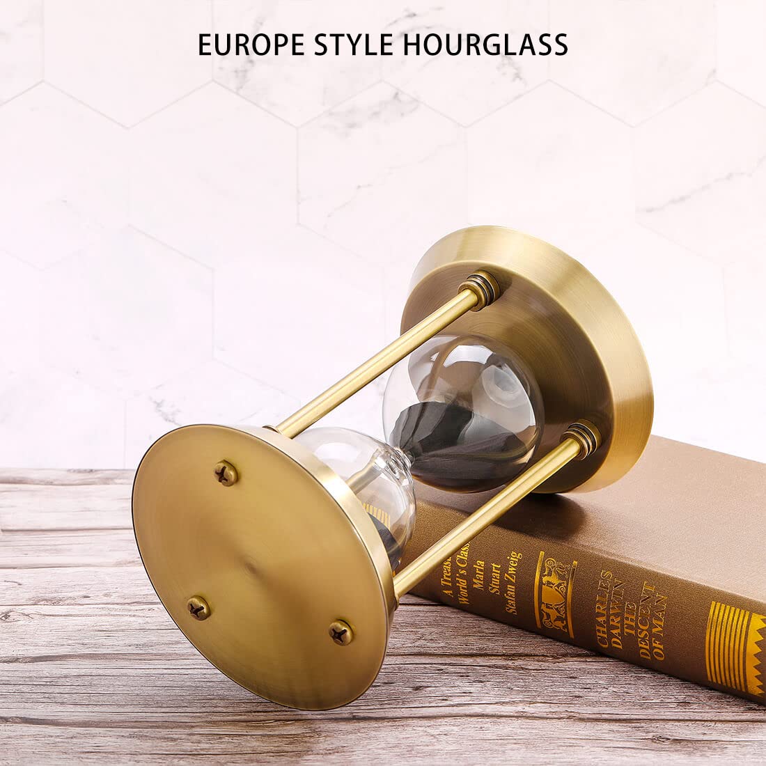 SuLiao 2 Minute Sand Timer Hourglass, Antique Metal Black Sand Clock, Antiguo Reloj De Arena 2 Minuto, Brass Sand Watch 2 Min, Small Unique Hour Glass Sandglass for Toothbrush, Office, Desk Decorative