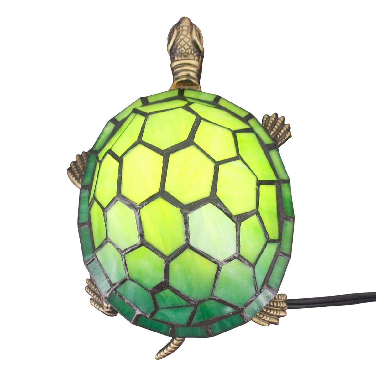 ZJART Tiffany Tortoise Lamp Small Stained Glass 8X5X4 Inch Green Turtle
