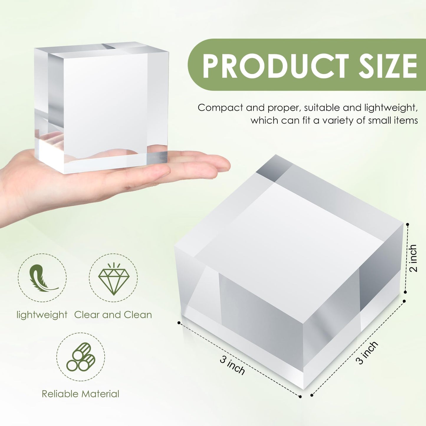 Remerry 4 Pieces 3 x 3 x 2 Acrylic Square Display Block Clear Polished Acrylic Cube Jewelry Stand Ring Showcase Display Holder Base