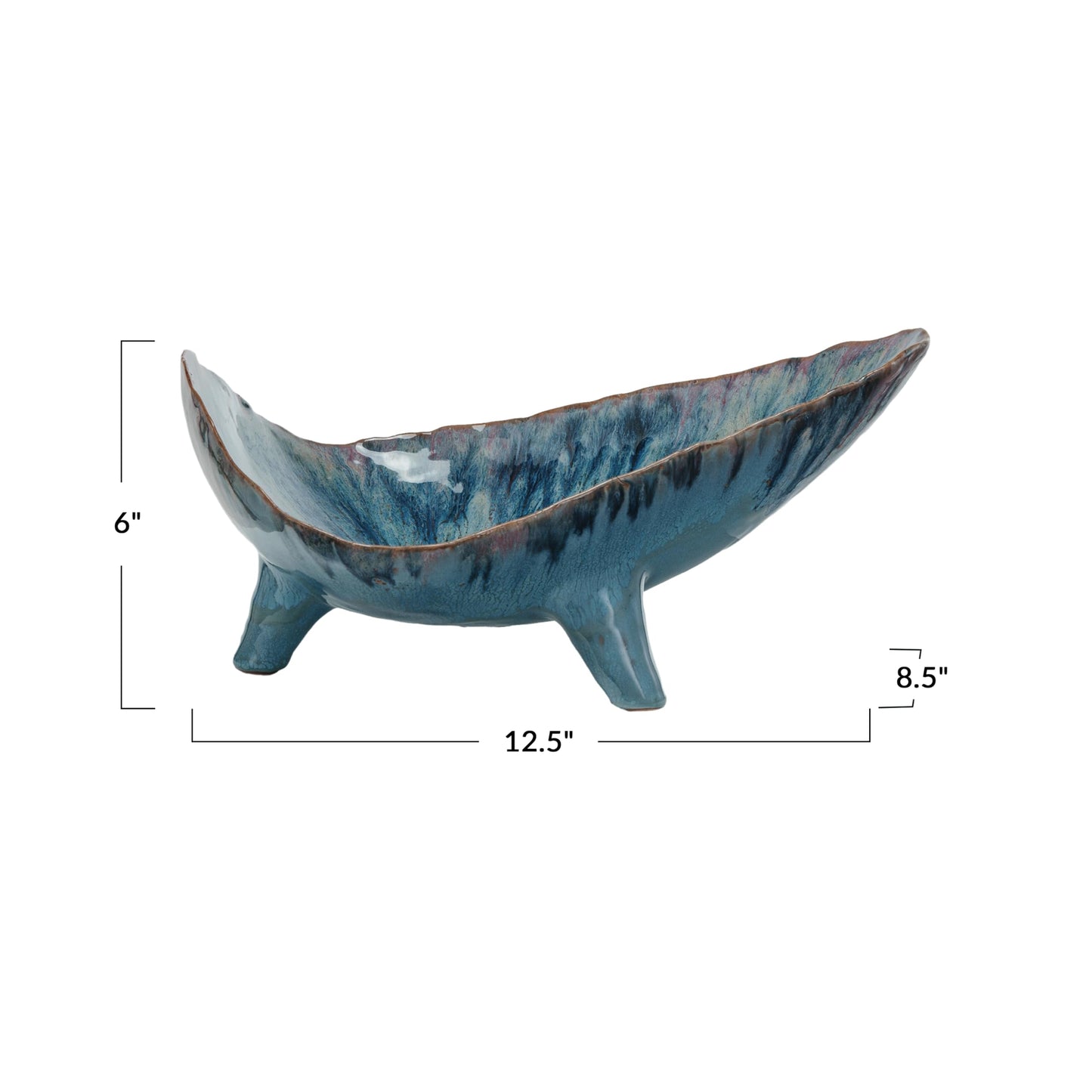 Bloomingville Azure Footed Stoneware Bowl, Blue