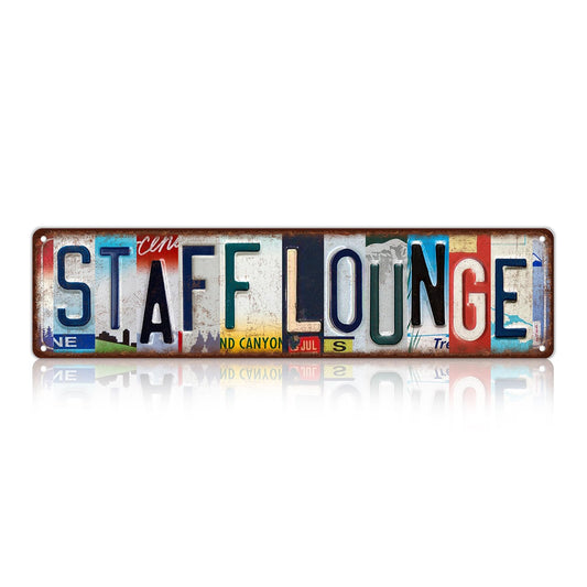 Vintage Staff Lounge Metal Tin Signs Street Signs Wall Decor 16 x 4 Inches