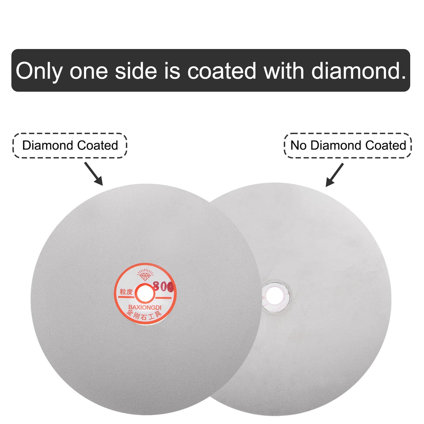uxcell 5pcs Diamond Sanding Grinding Disc Set, 8-Inch (200mm) Grit 80/400/800/1500/3000 1/2" Arbor Hole, Flat Lap Wheel Polishing Discs for Gemstone Tile Glass Stone Metal