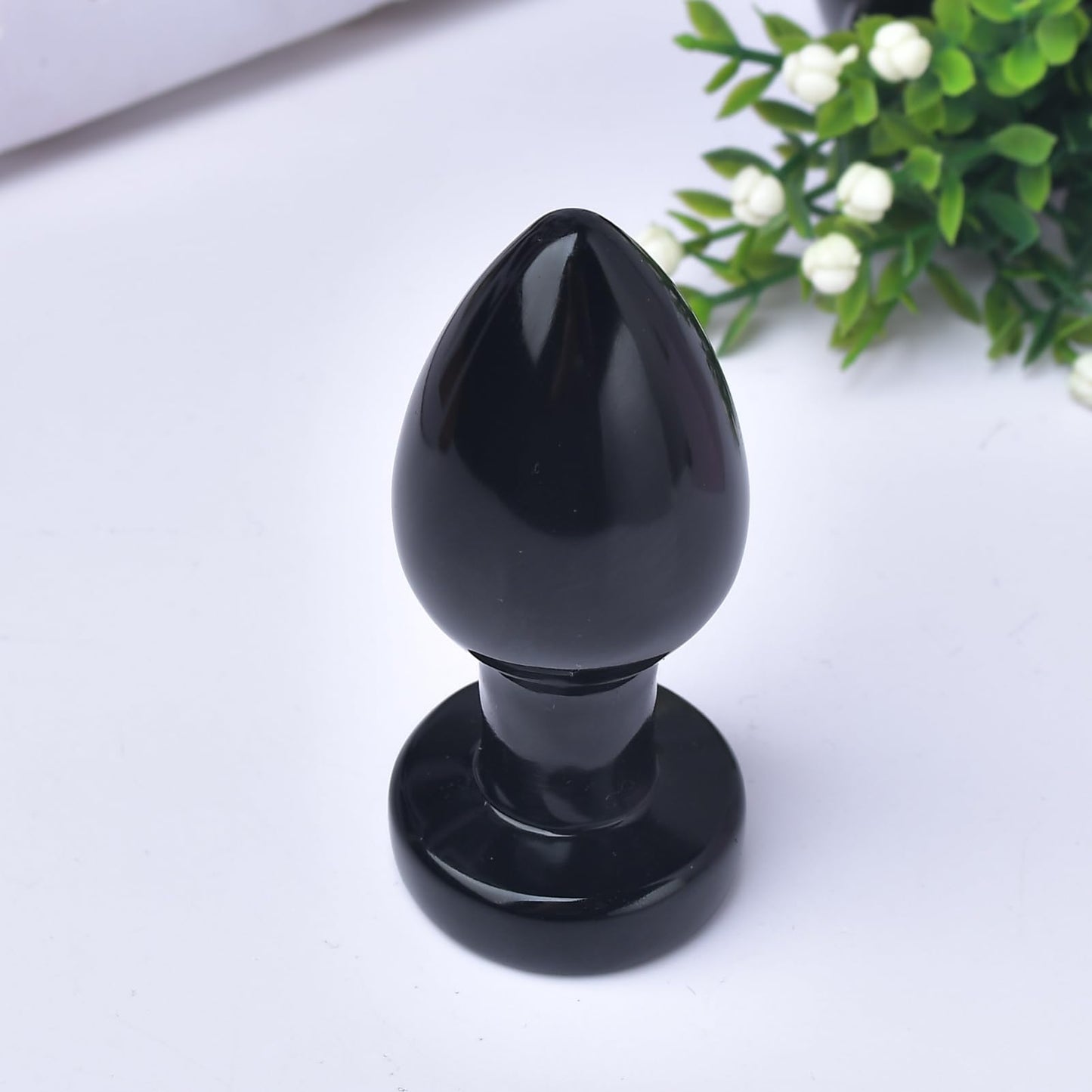YOUNAIERZX Natural Black Obsidian Crystal Healing Wand, Polished Stone, Teardrop Shape, 4cm Length, Meditation Tool