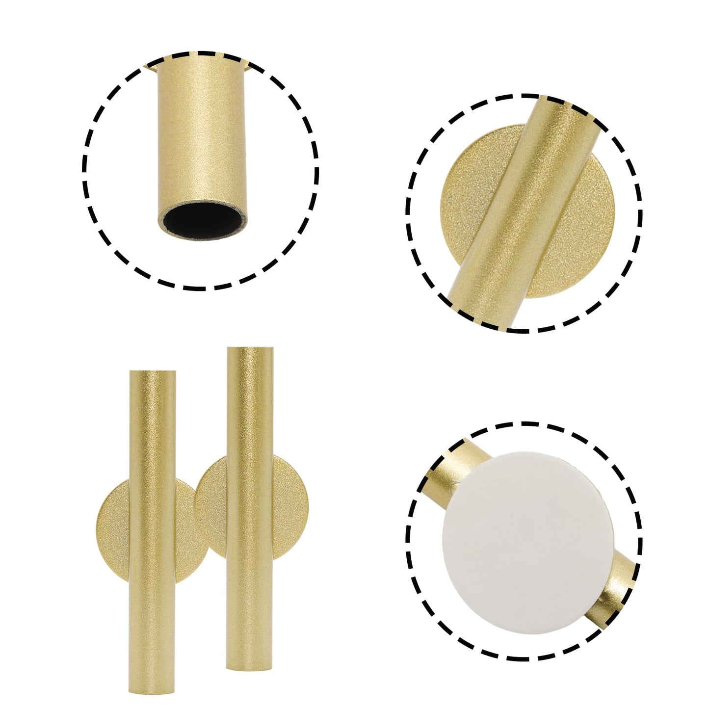 JAKOUE 2PCS Big Gold Wall Vases & Plant Holders | Hanging Tube for Flowers | Indoor Home Decor Wall Art