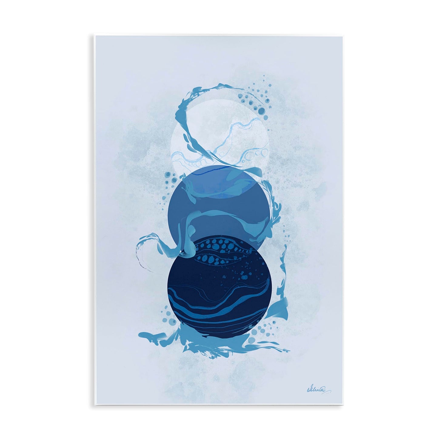 Abstract Nautical Water Circles, 10 x 15 Inch Mounted Print on Wall Plaque