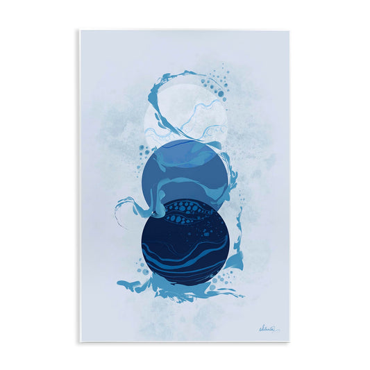 Abstract Nautical Water Circles, 10 x 15 Inch Mounted Print on Wall Plaque